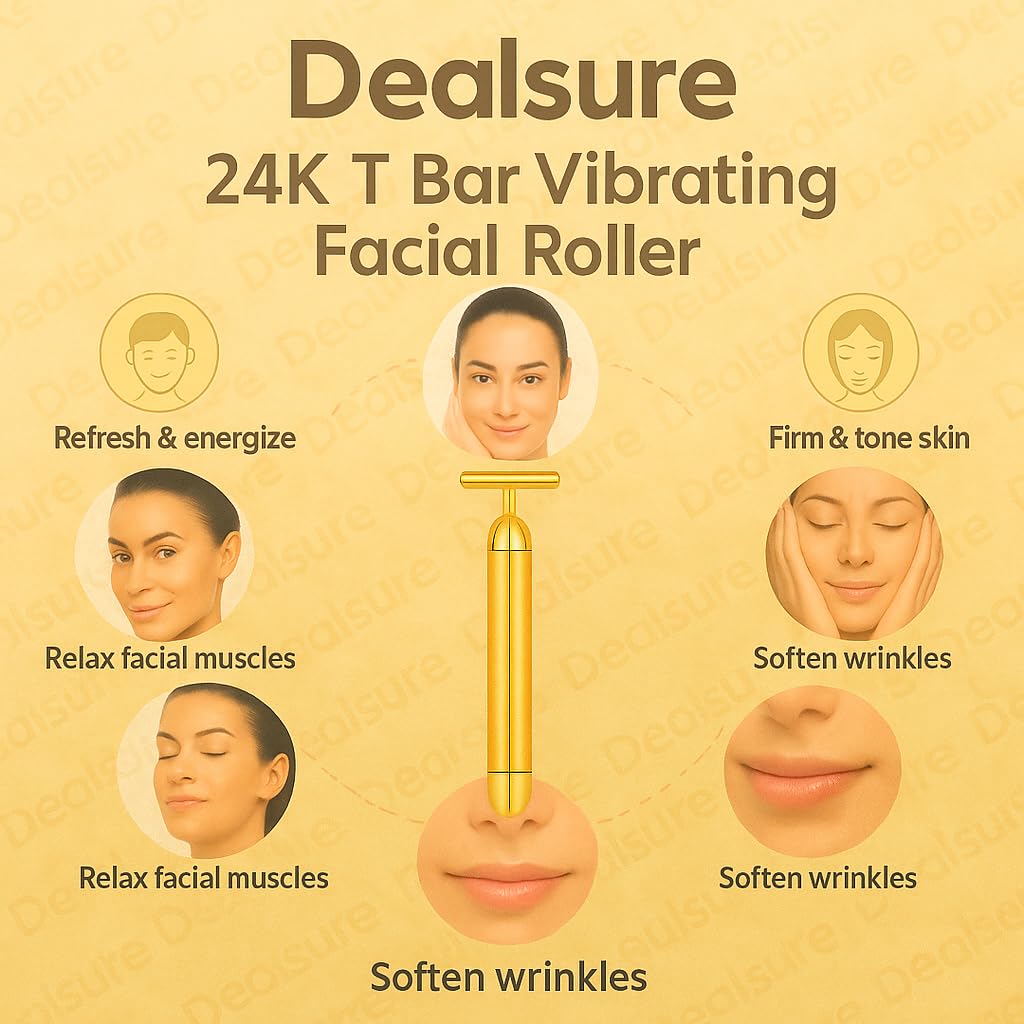 24K Gold Energy Beauty Bar Electric Facial Massage Roller